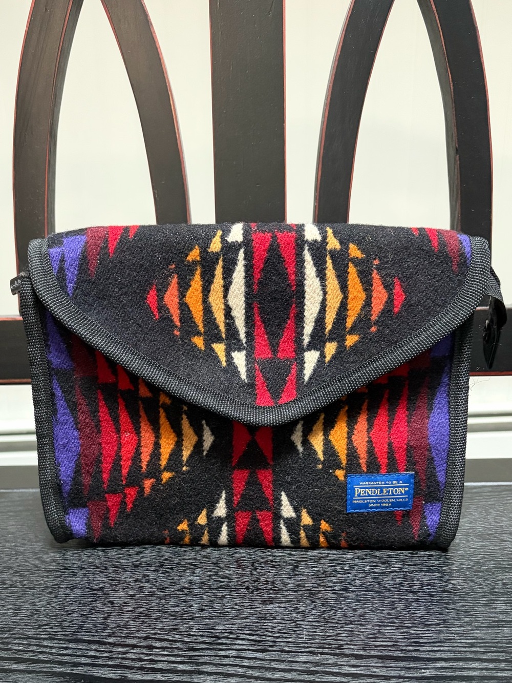 Pendleton Black and Red Geometric Clutch